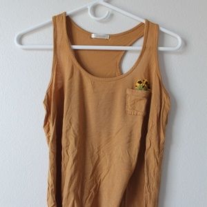Hand-Embroidered Mustard Tank